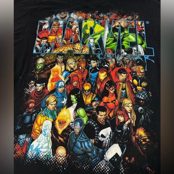 Vintage Mad Engine Official Marvel And Avengers Characters Black T-Shirt size XL - Picture 2 of 6